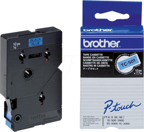 Brother tc-501 - 12mm - sort på blå til pt-8e pt-2000 pt-3000 pt-5000