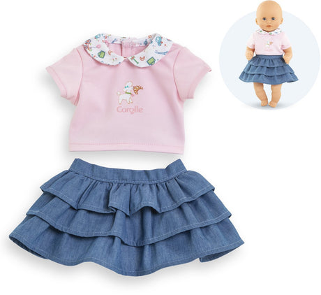 Corolle dukke tøj nederdel og t-shirt - baby dukke outfit 30cm.