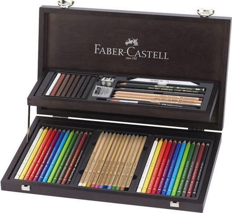 Faber-castell farveblyanter - kompendium mahogni æske - 54 dele - fc-110084