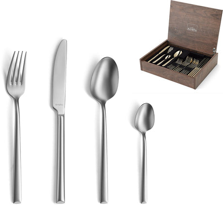 Amefa metropole 24-delige bestekset - velvet - in luxe houten kist - 6 persoons