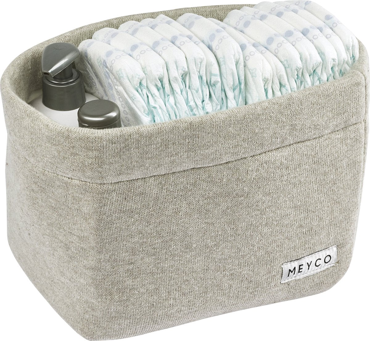 Meyco baby strik basis puslekurv - sandmeleret - lille