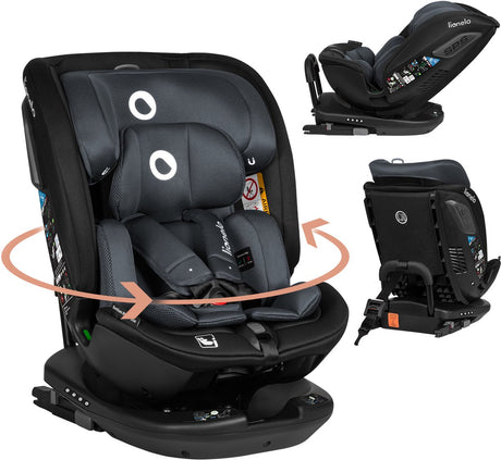 Lionelo Bastiaan RWF i-size autostol 0-36 kg - isofix - 360° drejelig - i-size r129 - bagud fremad - sidebeskyttelse - tri-guard nakkestøtte - fra fødsel til 12 år
