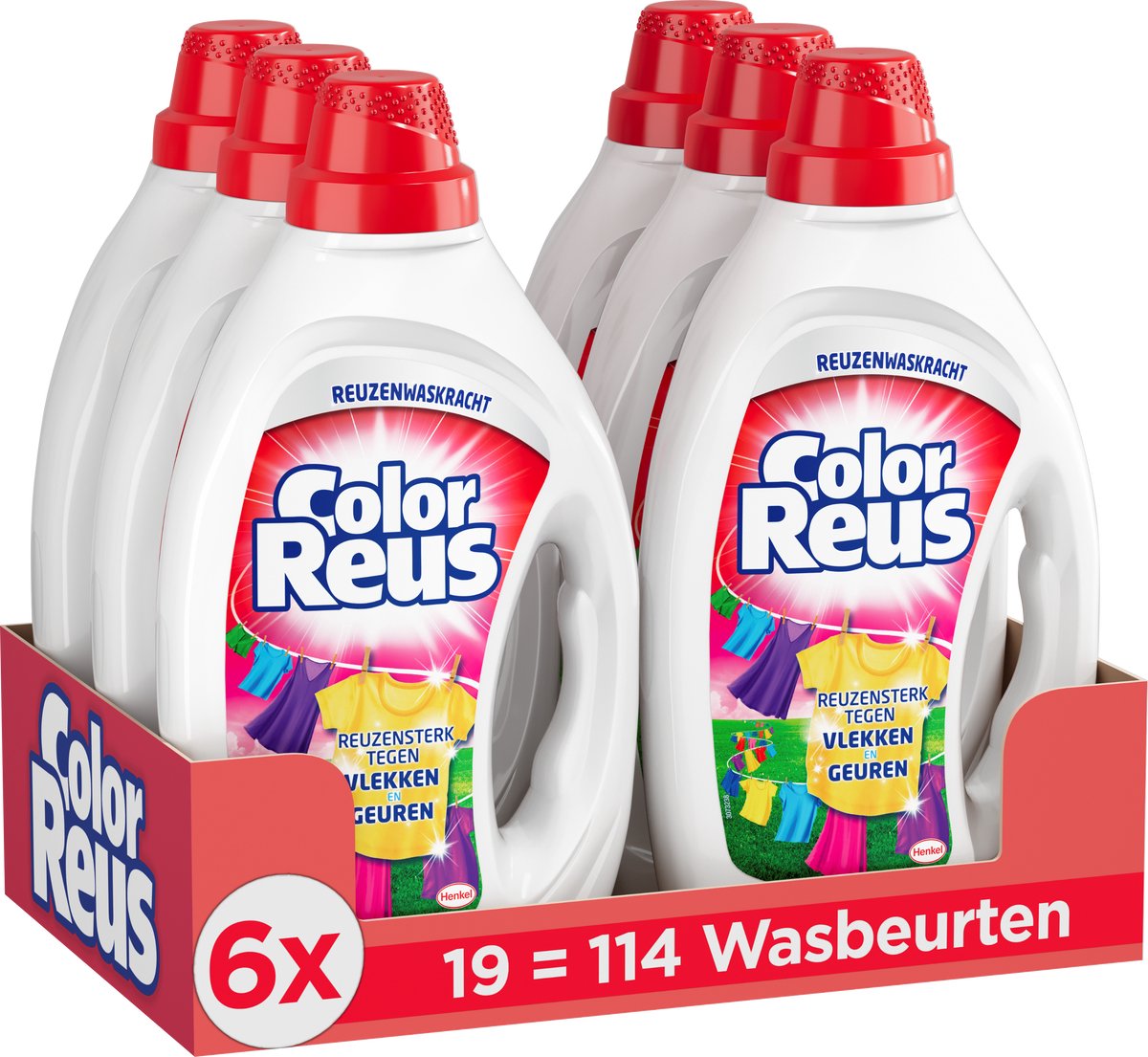 Farve reus gel - flydende vaskemiddel - farvet vasketøj - 6 x 19 vaske - værdipakke