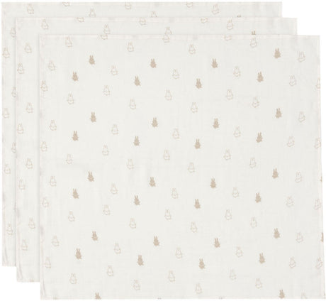 Jollein x nijntje - hydrofiele doek small 70x70cm - inbakerdoek, spuugdoekjes, baby doeken - zacht katoen - happy miffy - nougat - 3 stuks