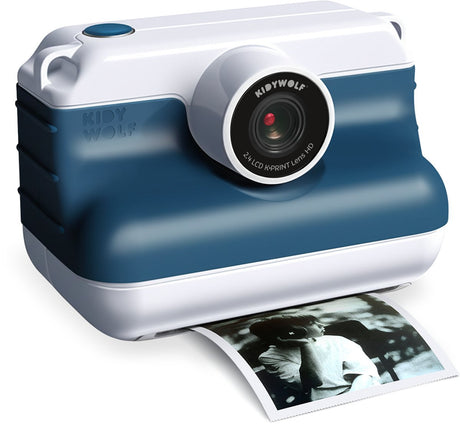 Kidywolf k-print instant kamera med termoprinter blå – direkte print uden blæk, 8mp, 1080p - 8+
