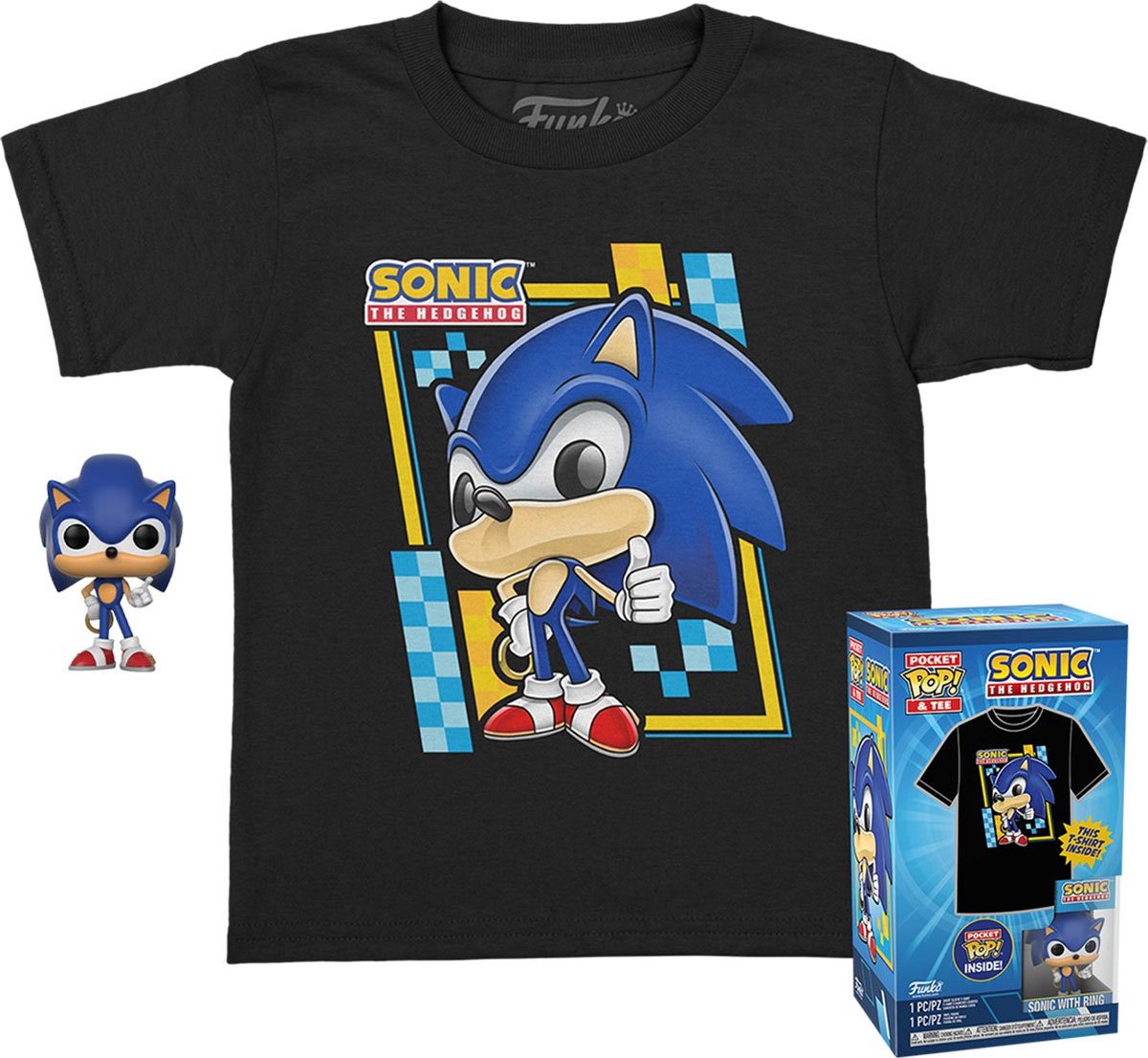 Funko pop! T-boks med nøglering: Sonic the Hedgehog (størrelse m)