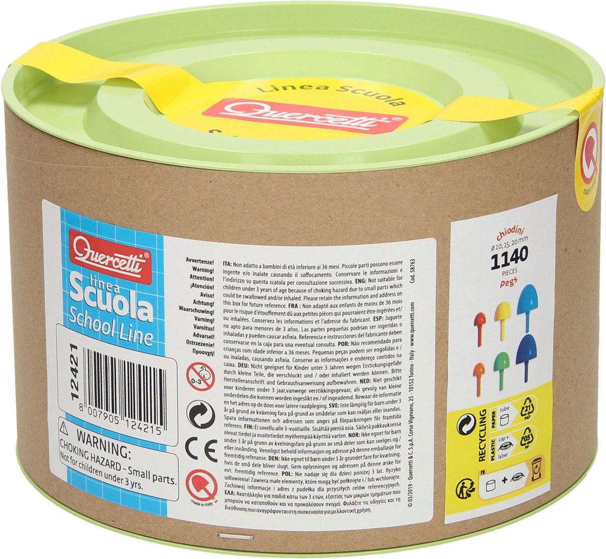 Quercetti mosaik legetøjsnåle refill sæt farverigt plastik.
