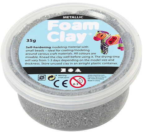 Foam clay - metallisk sølv, 35gr.