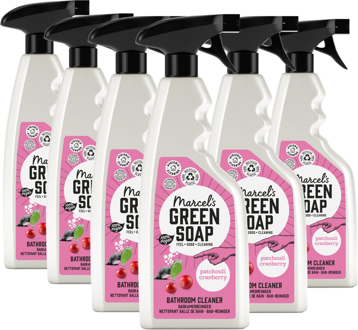 Marcel's green soap - badkamerreiniger patchouli cranberry - 6 x 500ml