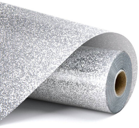 Lolik varmeoverførsel vinyl glitter - sølv - sølv - 30,5 x 90 cm
