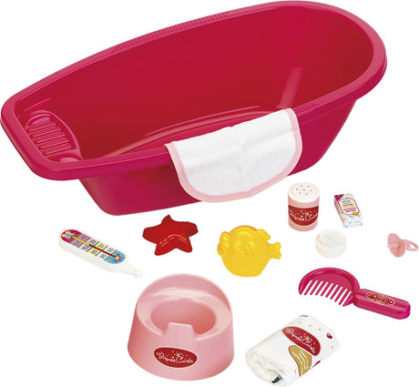 Klein legetøj prinsesse coralie dukkepleje babybadekar - 12-delt sæt - 51 cm - pink