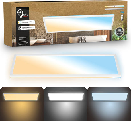 B.K.licht lavvandet - dæmpbar badeværelseslampe loftslampe - loftslampe med fjernbetjening - badeværelsesbelysning med CCT - ip44 - 58 x 20 cm - hvid