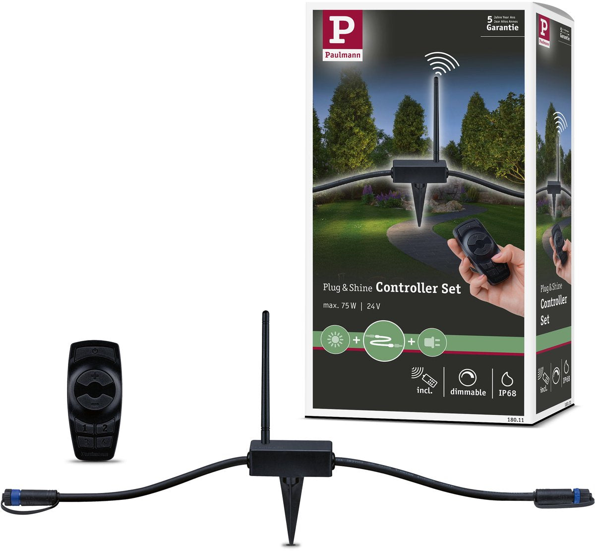 Paulmann plug shine controller trådløs med fjernbetjening ip68 sort