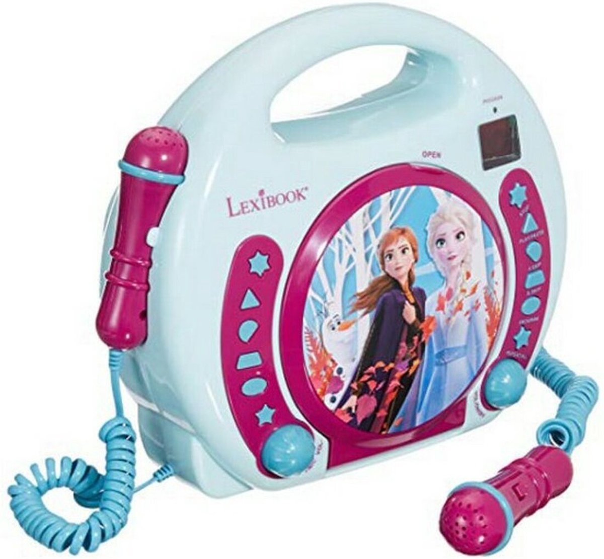 Lexibook frossen bærbar cd-afspiller med 2 syng-med-mikrofoner