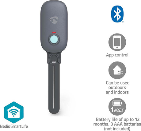 Nedis smartlife fugtmåler - bluetooth - ip55 - app kontrol - til planter - hvid