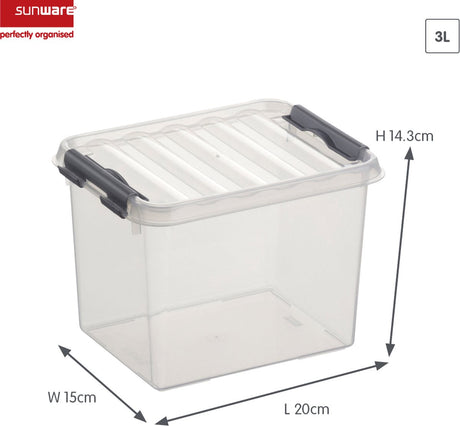 Sunware q-line opbevaringsboks 3 liter gennemsigtig 20x15x14cm