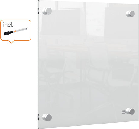 Nobo bærbar mini-whiteboard til tør-sletning - inklusive tusch - 30 x 30 cm - gennemsigtig akryl