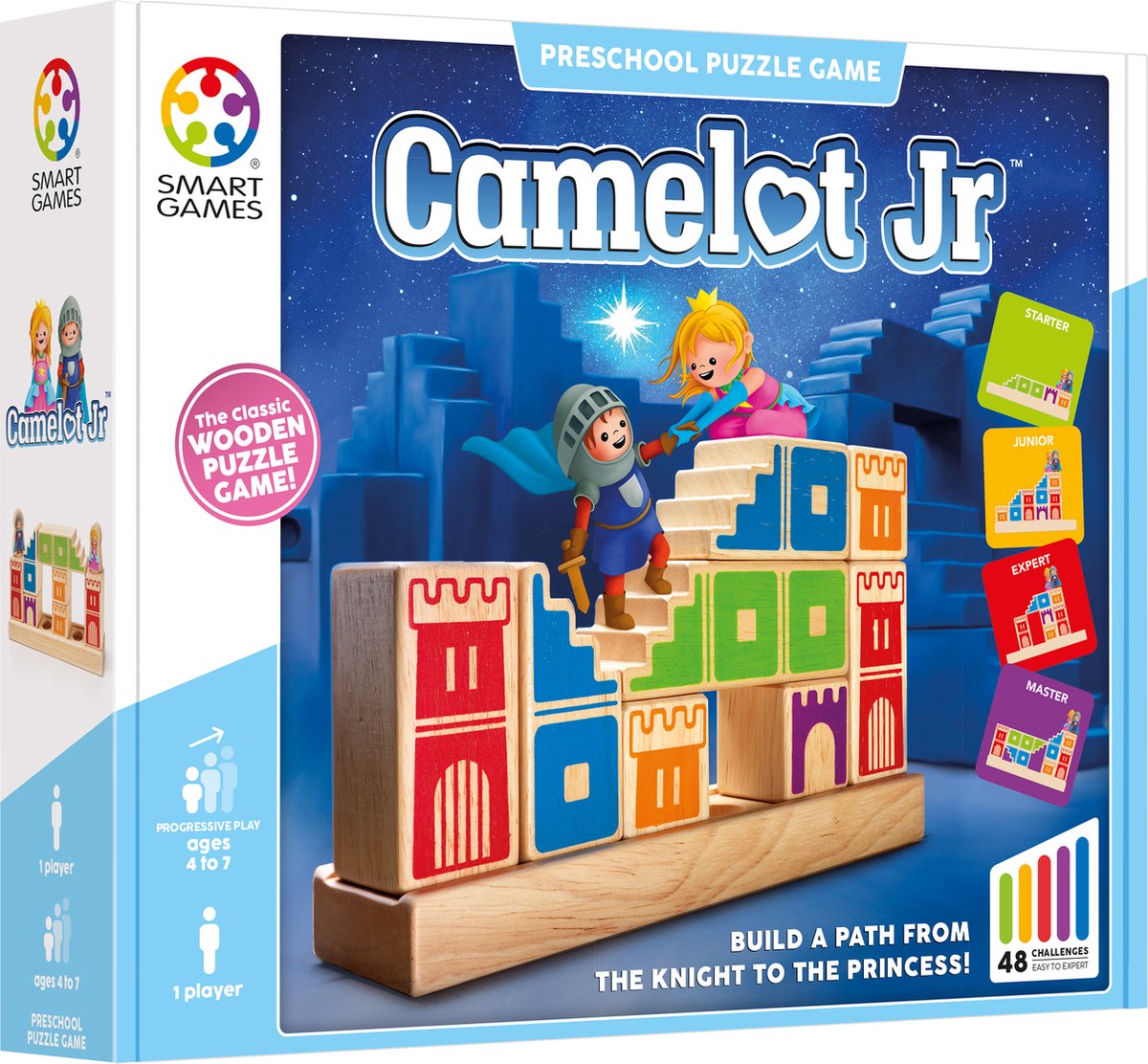 Smartgames camelot jr. - logisk tænkespil i træ - 48 rumlige bygningsudfordringer - pædagogisk solospil - fra 4 år