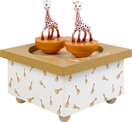 Sophie the giraffe spilledåse - dansende sophie's - baby spilledåse - barselsgave - baby shower gave - fra 12 måneder - 11,5x11,5x8,5 cm - karamel
