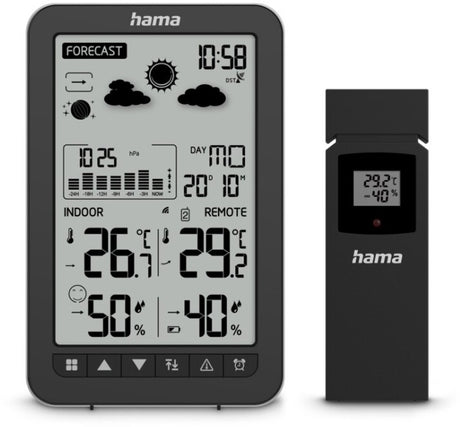 Hama wetterstation ko samui, mit außensensor, funk, wecker, schwarz 00222219 draadloos weerstation