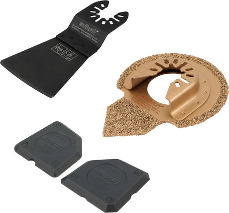 Wolfcraft - 4 delige multitool accessoireset voor tegelreparatie - tegelvoegen, tegellijm en siliconen - 4274000