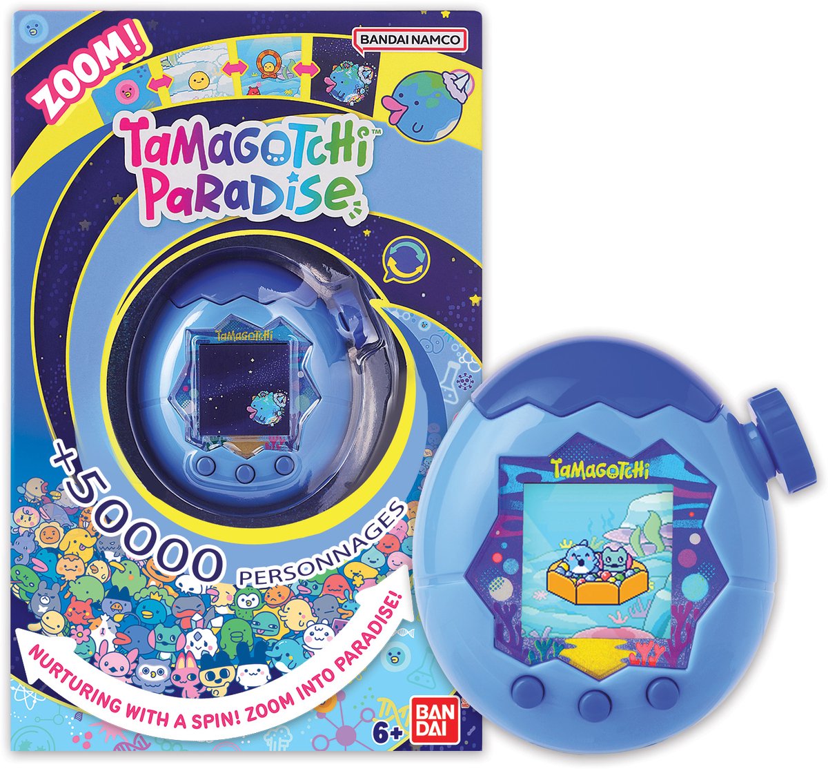 Bandai - tamagotchi paradis vand - virtuelt dyr at uddanne - tamagotchi med zoomhjul - interaktivt legetøj på engelsk - blue water model - børnelegetøj 6 år og + - 43422