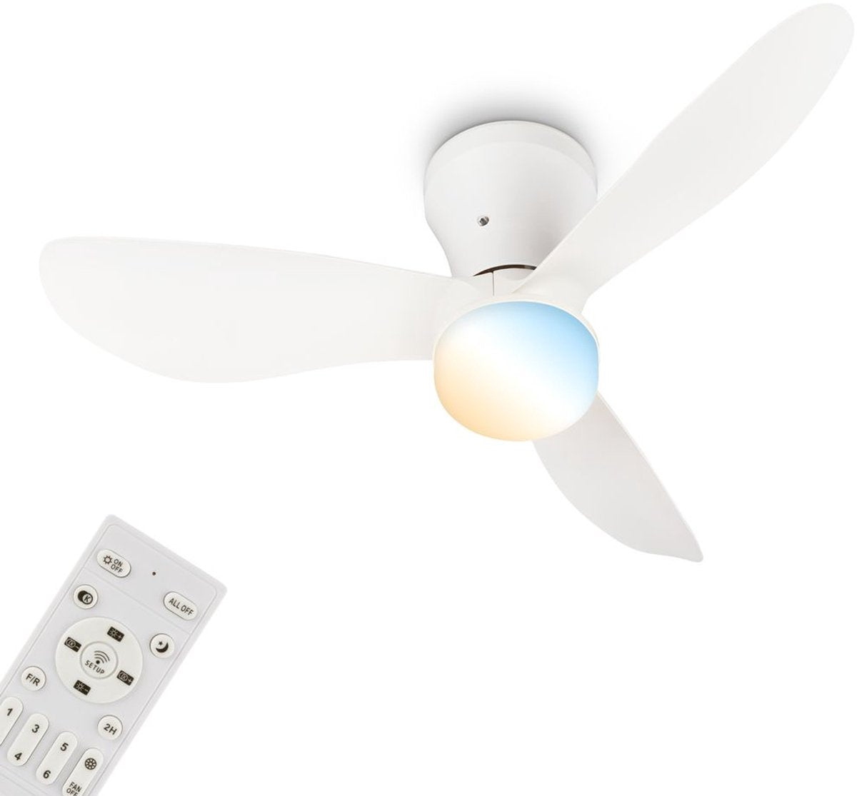 Briloner lufito - loftventilator med belysning - LED loftslampe med ventilator - ventilatorlampe sommer- og vintertilstand - dæmpbar - CCT - ø78cm - hvid