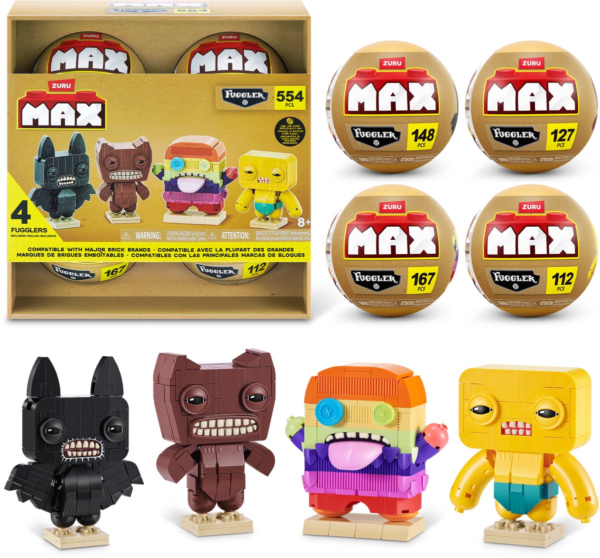 Max build more premium fugglers byggeklodser samling 4-pack fra zuru