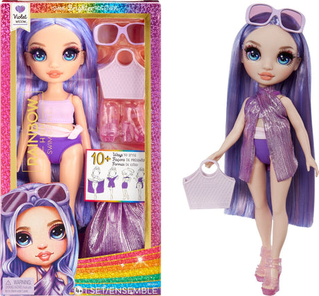 Regnbuehøj svømmestil modedukke - 28 cm - violet (lilla)