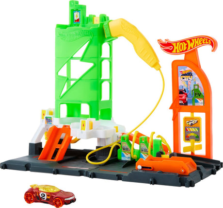 Hot wheels city elektrisk ladestation bil gennemsigtig
