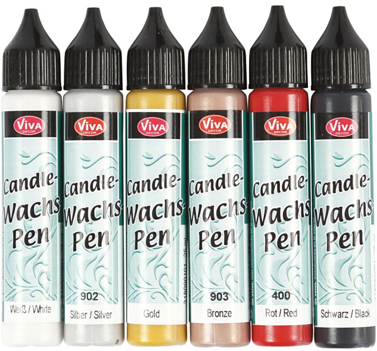 Creativ company viva decor stearinlys dekoration pen sæt 6x25 ml