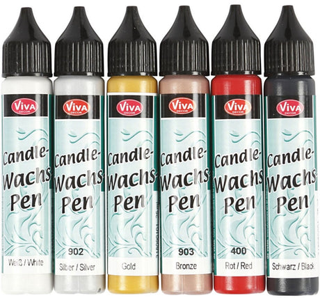 Viva decor lysdekorationspen, standardfarver, 6x28 ml 1 æske
