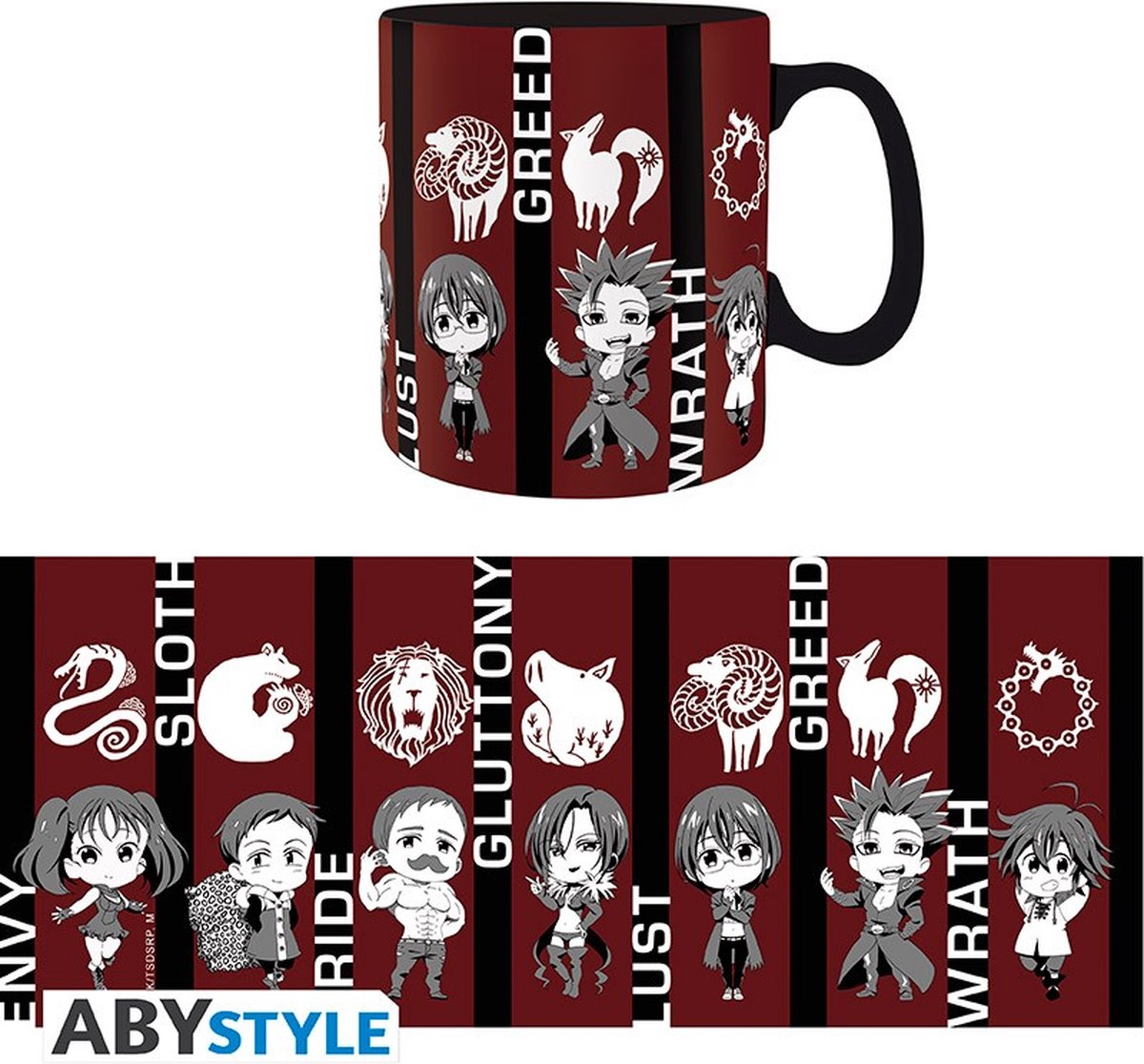 Abystyle de syv dødssynder - krus - 460 ml - chibi sins - krus