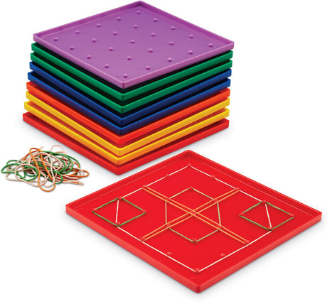 Læringsressourcer pædagogisk legetøj 5 x 5 pin geoboards sæt med 10. - 3+