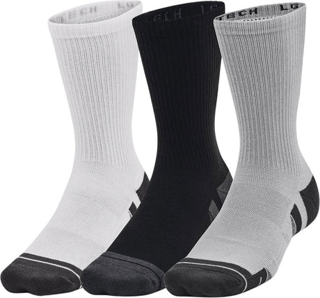 Under armour ua performance tech 3pk crew-grå unisex sportsstrømper - mod grå - hvid - jet grå