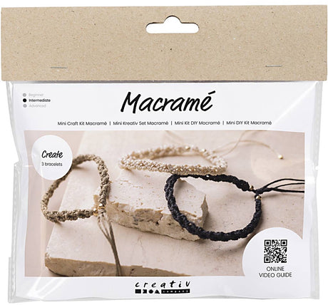 Https: www.cchobby.nl mini-hobbysæt-macrame-armbånd-sort-oliven brun-sand farve-1-boks