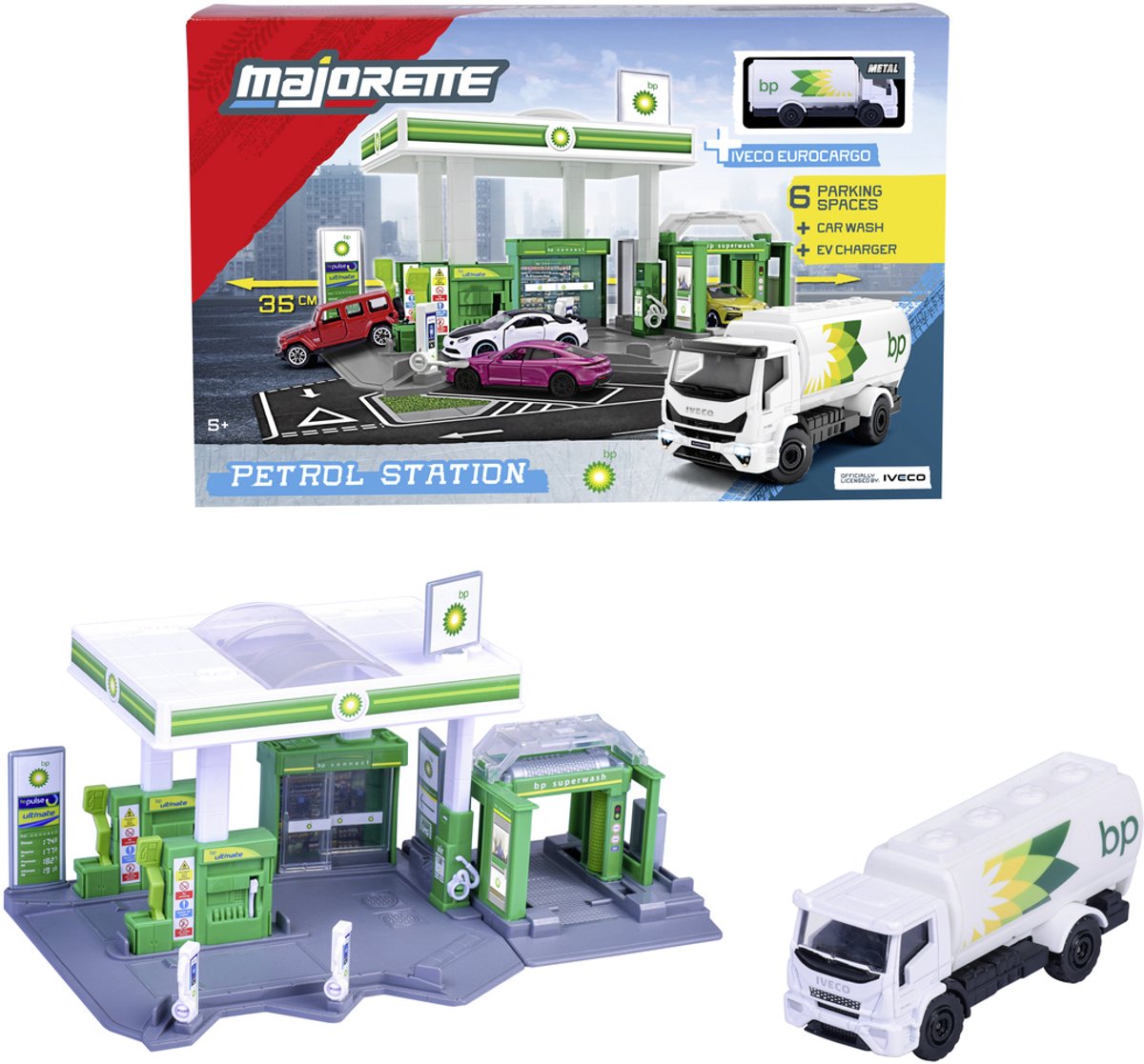 Majorette bp tankstation med køretøj