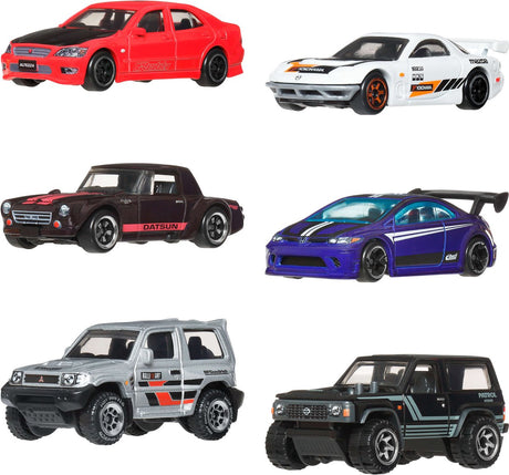 Hot wheels sølv serie - sæt med 6 japanske køretøjer