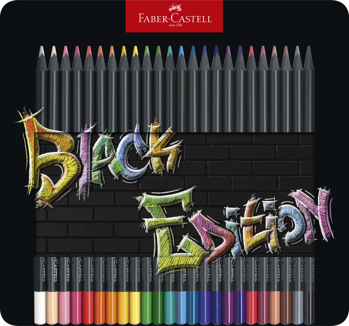 Faber-castell farveblyanter - sort udgave - 24 stykker i en dåse - fc-116425