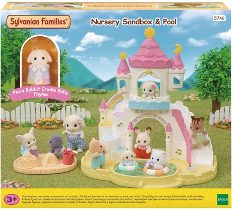 Sylvanian families 5746 babysandkassepool - inklusive 1 fløjlsblød blomstrende kaninbaby