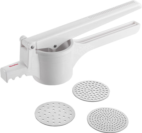 Metaltex - kartoffelmoser - purémoser - 3 udskiftelige skiver i rustfrit stål - 36 cm - hvid