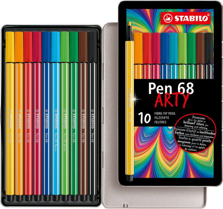 Stabilo pen 68 - tusch - metalæske med 10 stk