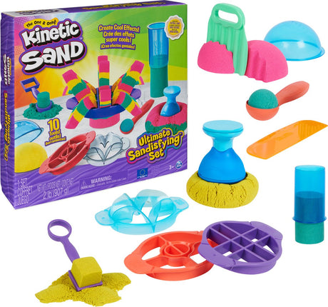 Kinetisk sand - ultimativt sandgørende sæt med 907 g pink gul og blågrøn original - med 10 former og værktøjer - sanselegetøj
