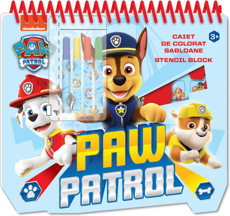 Paw patrulje farveblok med tuscher + klistermærker + skabelon