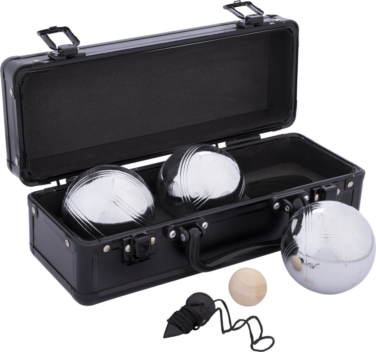 Engelhart metal jeu de boules sæt – 3 kugler i sort aluminium kuffert – petanque sæt – metal boules 74 mm 720 g – inklusive donkraft – luksus bæretaske –