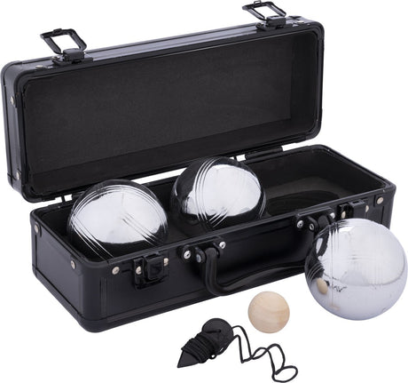 Engelhart metal jeu de boules sæt – 3 kugler i sort aluminium kuffert – petanque sæt – metal boules 74 mm 720 g – inklusive donkraft – luksus bæretaske –