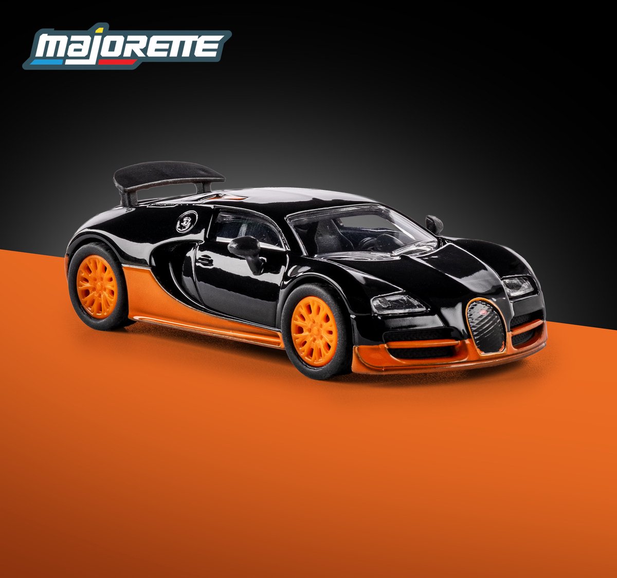 Majorette bugatti veyron 16.4 s.s. '05, sort orange (kol.)