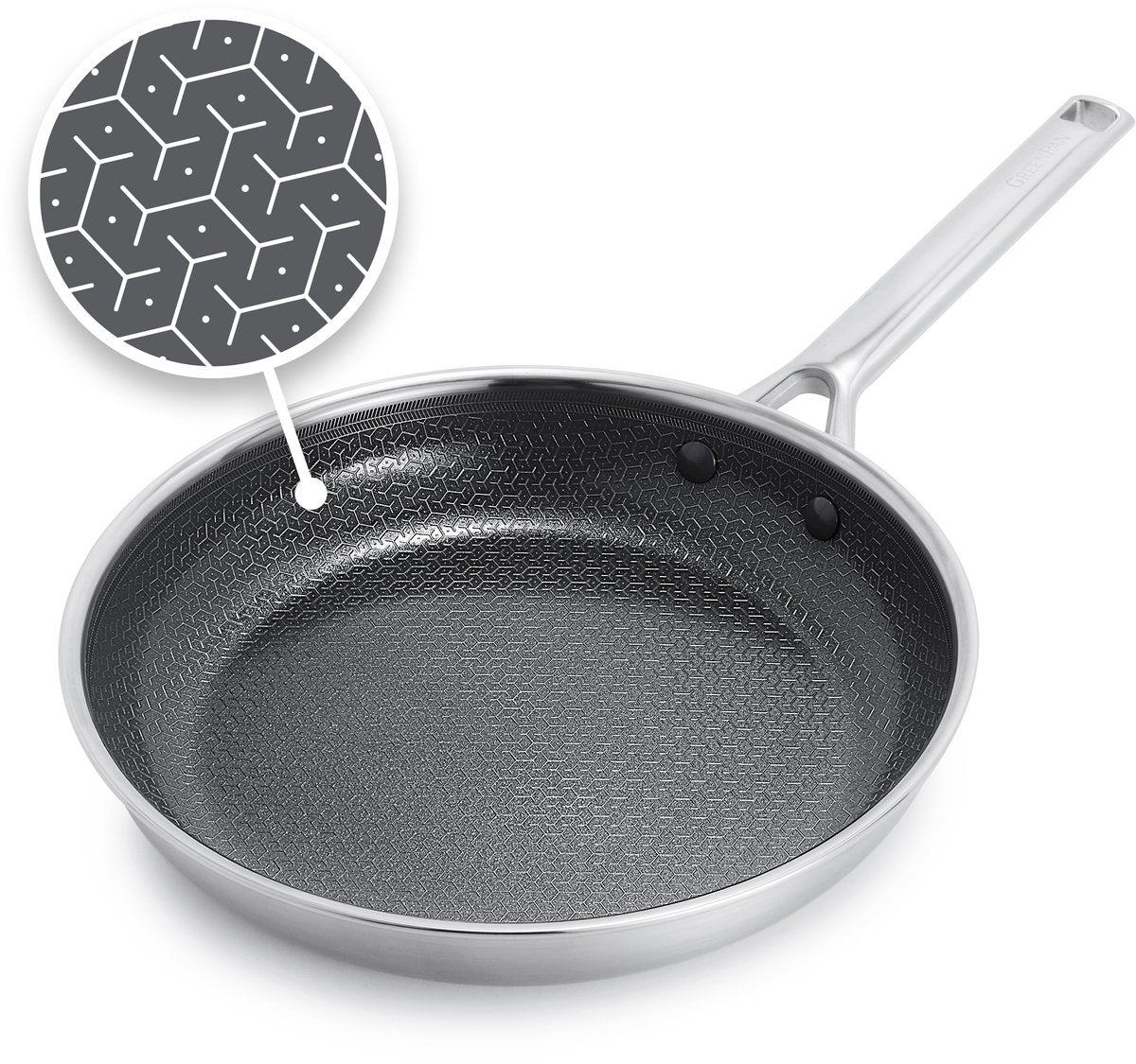 Greenpan apex stegepande - 24cm - honeycomb keramik - pfas-fri - induktion stegepande - tåler ovn op til 220°c - tåler opvaskemaskine - rustfrit stål håndtag - rustfrit stål
