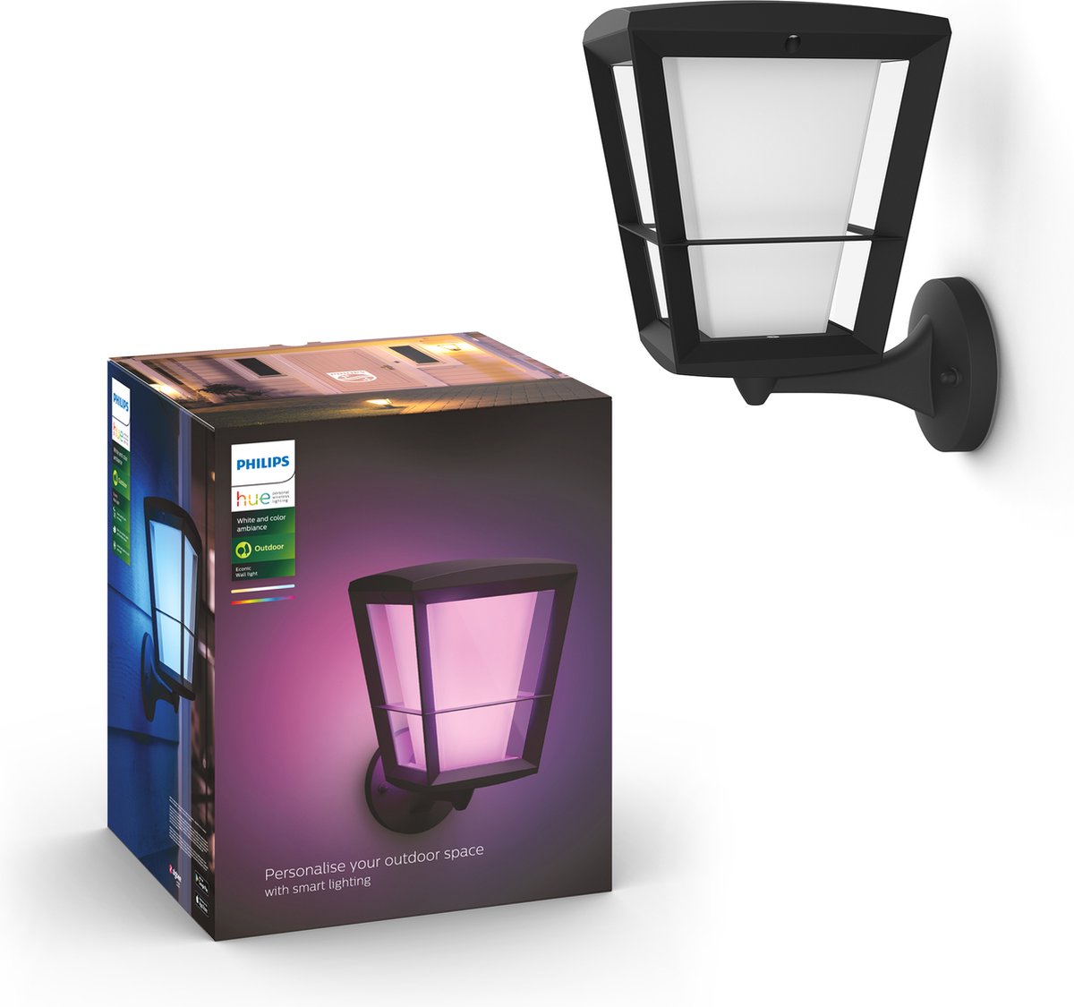 Philips Hue Econic væglampe - hvid og farvet lys - sort - op
