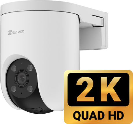 Ezviz H8C SE 2K udendørs kamera - 360° panorering - farve nattesyn - AI menneskelig detektion automatisk sporing - vejrbestandig - kompatibel med Alexa og Google Assistant - ingen månedlige omkostninger